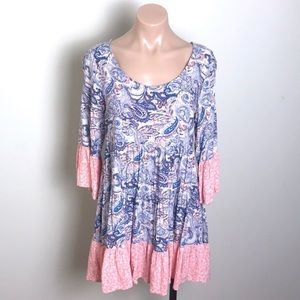 Kori America Bell Sleeve Paisley Peasant Tunic Top